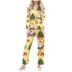 thumbnail image 2 of Conjunto de blusa y pantalón de manga larga con estampado de botones y cuello vuelto para mujer, blusa y pantalón de poliéster para mujer, 2 of 9