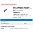 thumbnail image 2 of Right Passenger Side Hood Hinge - Compatible with 2012 - 2018 Ford Focus 2013 2014 2015 2016 2017, 2 of 2