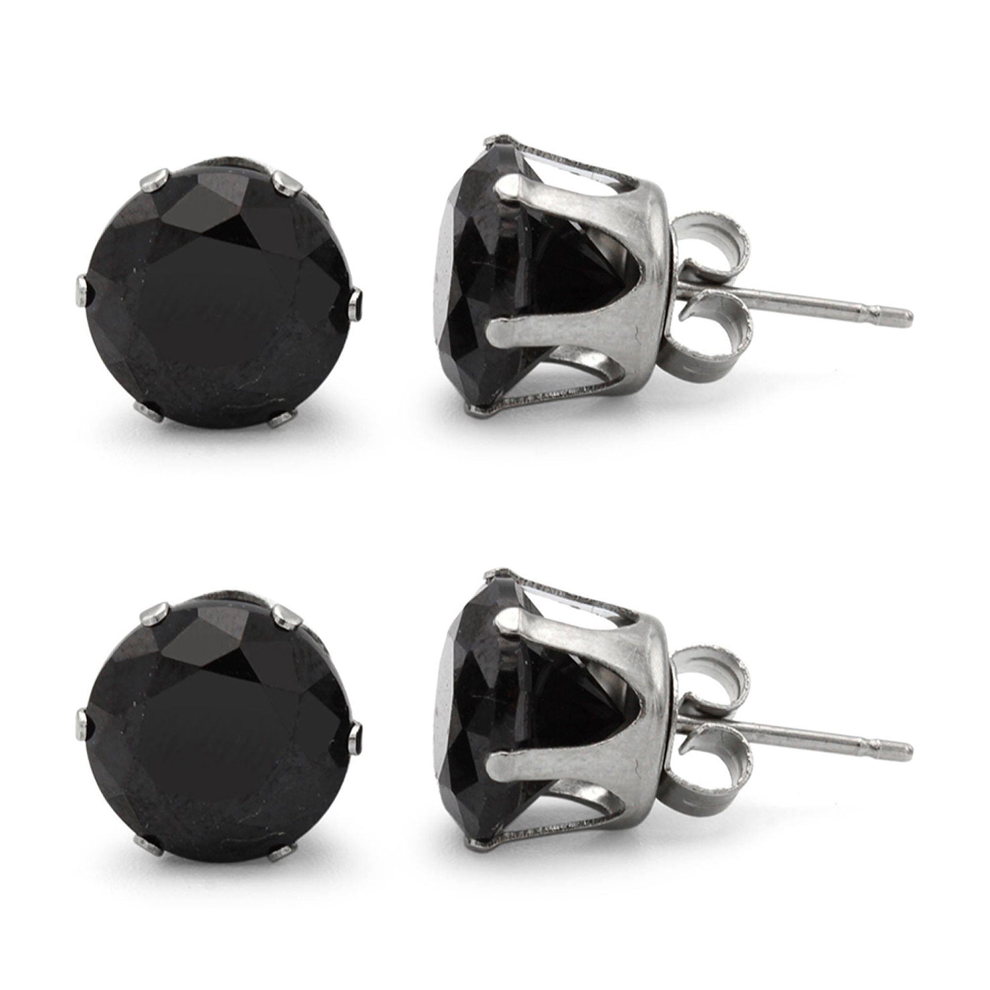 Black-Tone 6 Pairs Stainless Steel CZ Hoop & Stud Earrings Set Men Women Unisex Cubic Zirconia Ear Piercing Jewelry Hypoallergenic