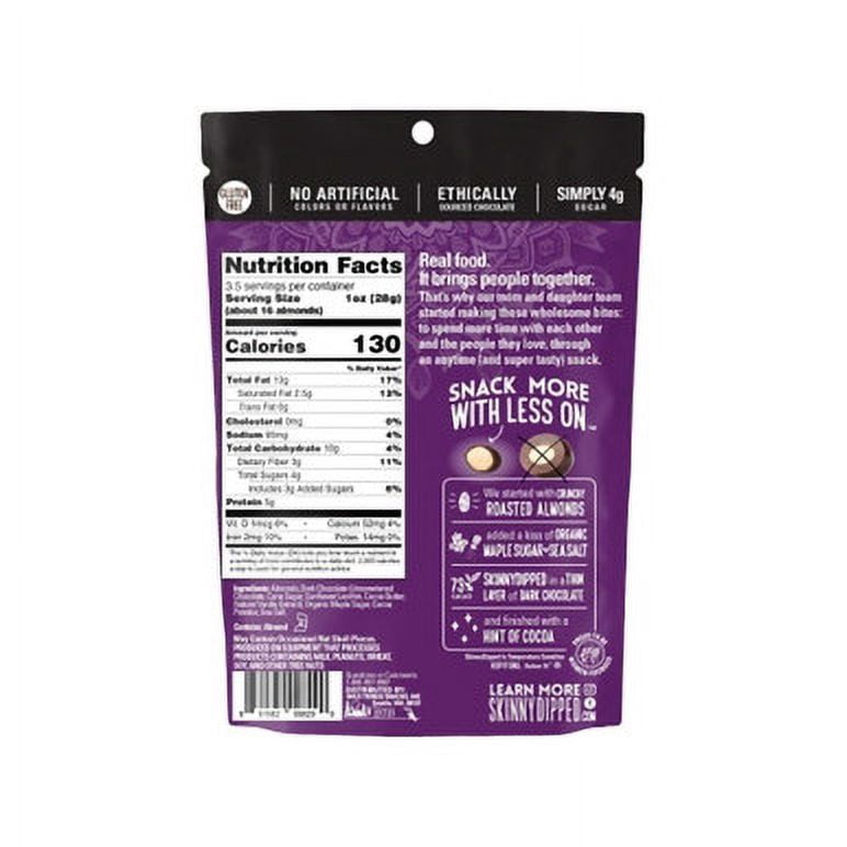 Skinny Dipped Almonds Super Dark Chocolate Plus Sea Salt Dipped Almonds, 3.5 Ounce -- 10 per case.