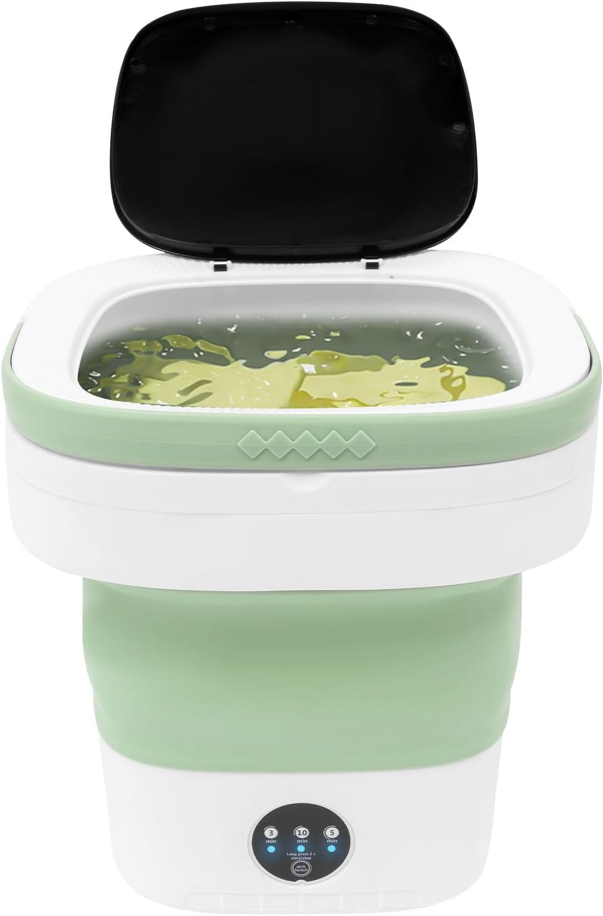 Miumaeov 12L Portable Washing Machine Foldable, Mini Washing Machine with Spin Basket, Travel Washing Machine 3 Modes, Underwear Washing Machine for Apartment Dorm RV, (Green)