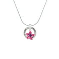 thumbnail image 2 of Delight Jewelry Silvertone Hot Pink and Purple Plumeria Flower Laugh Ring Charm Necklace, 18", 2 of 4