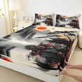 thumbnail image 3 of Castle Fairy Kids Teens Adults Oriental Ukiyoe Twin Sheet Sets,Black Red Bedding, 3 of 7