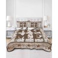 thumbnail image 2 of Twin Quilt Bedding Set, Retro Farmhouse Reversible Summer Quilt 3 Pieces, Country Star Berries Text Wooden Grain Lightweight Bedspreads Coverlets with 2 Pillow Shams for All Seasons, 2 of 5