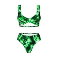 thumbnail image 5 of Honeii Green Tie Dye Print Women’s Bikini Set,Two Piece Swimsuit Bathing Suits,Stylish High Elasticity Swimwear for Beach and Pool, 5 of 7