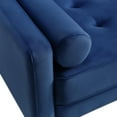 thumbnail image 6 of 57 Inch Wide Upholstered Two Cushion Loveseat w/ Bolster Pillows in Blue Velvet, 6 of 14