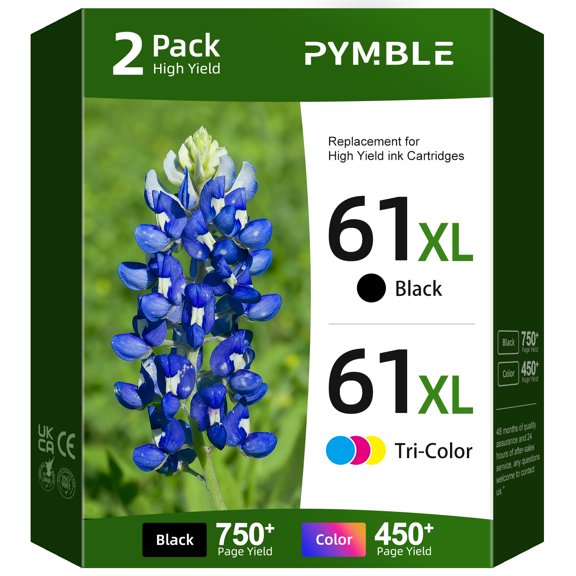 61XL Ink Cartridge Compatible for HP 61 Ink Cartridge Combo Pack for HP 61 Black Ink for Envy 4500 5530 4502 Printer