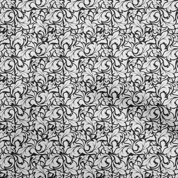 oneOone Polyester Spandex White Fabric Florals Fabric For Sewing Printed Craft Fabric By The Yard 56 Inch Wide-WN