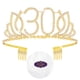 thumbnail image 5 of KAKOWELY 1 tiara de cumpleaños número 30 para niña con cristales y diamantes de imitación, corona de reina, diadema con peines para el pelo, para decoración de fiesta de graduación (dorada), 5 of 5