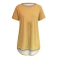 thumbnail image 3 of QLEICOM Womens Plus Size Tops Gradient Color Short Sleeve Summer T-Shirts Curved Hem Casual Fashion Shirts Yellow B S, US Size:4, 3 of 3