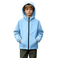 thumbnail image 2 of BLVB Kids Rain Jacket Waterproof Raincoats Boys Girls Lightweight Zip up Hooded Windbreakers for Climbing Camping Casual(Blue,14-15 Years), 2 of 9