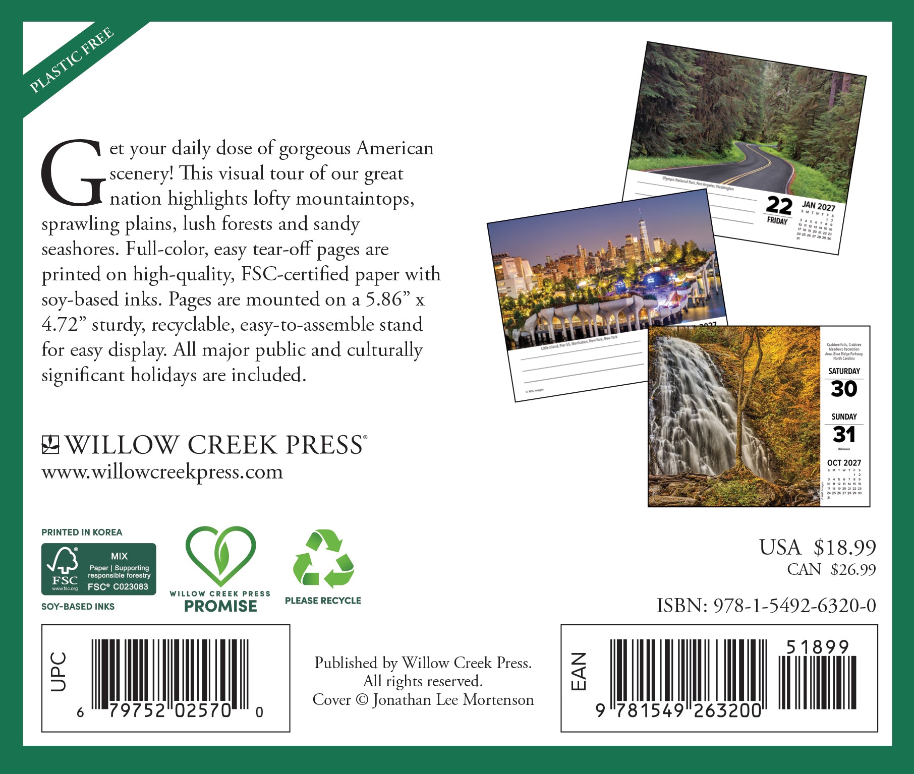 Willow Creek Press, Beautiful USA 2027 Box Calendar