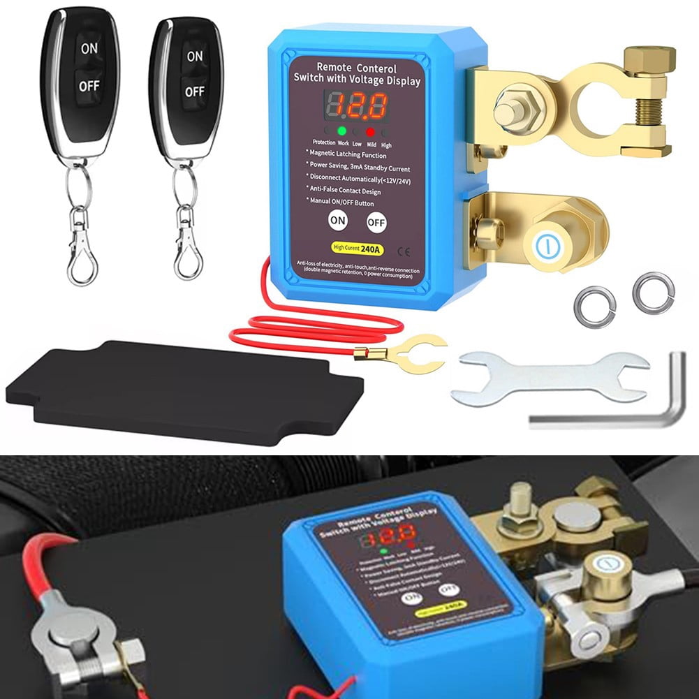 QIFEI Car Remote Battery Disconnect Switch 12V 240A with LED Display Auto RVs Truck