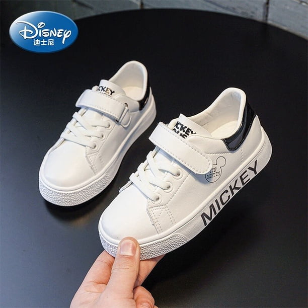 Zapatos de Disney para niños, zapatos informales de dibujos animados de Mickey boy, primavera y otoño, nuevos zapatos blancos transpirables de fondo suave para niñas, 25 plantillas de 16,5 CM Gao Jinjia LED