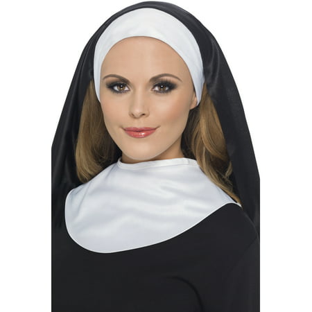 Women's Catholic Nun Headdress Cowl And Collar Set Costume