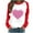 #0015-Pink, variant on Uootdi Valentine's Day Women's Funny Love Heart Graphic Long Sleeve Shirts Color Block Crewneck Raglan Pullover Top Gift