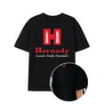 thumbnail image 2 of HORNADY Red Letter H Large Pattern Short Sleeve, Slogan Print T Men'S and Women'S Cotton Black T-shirt, 2 of 5