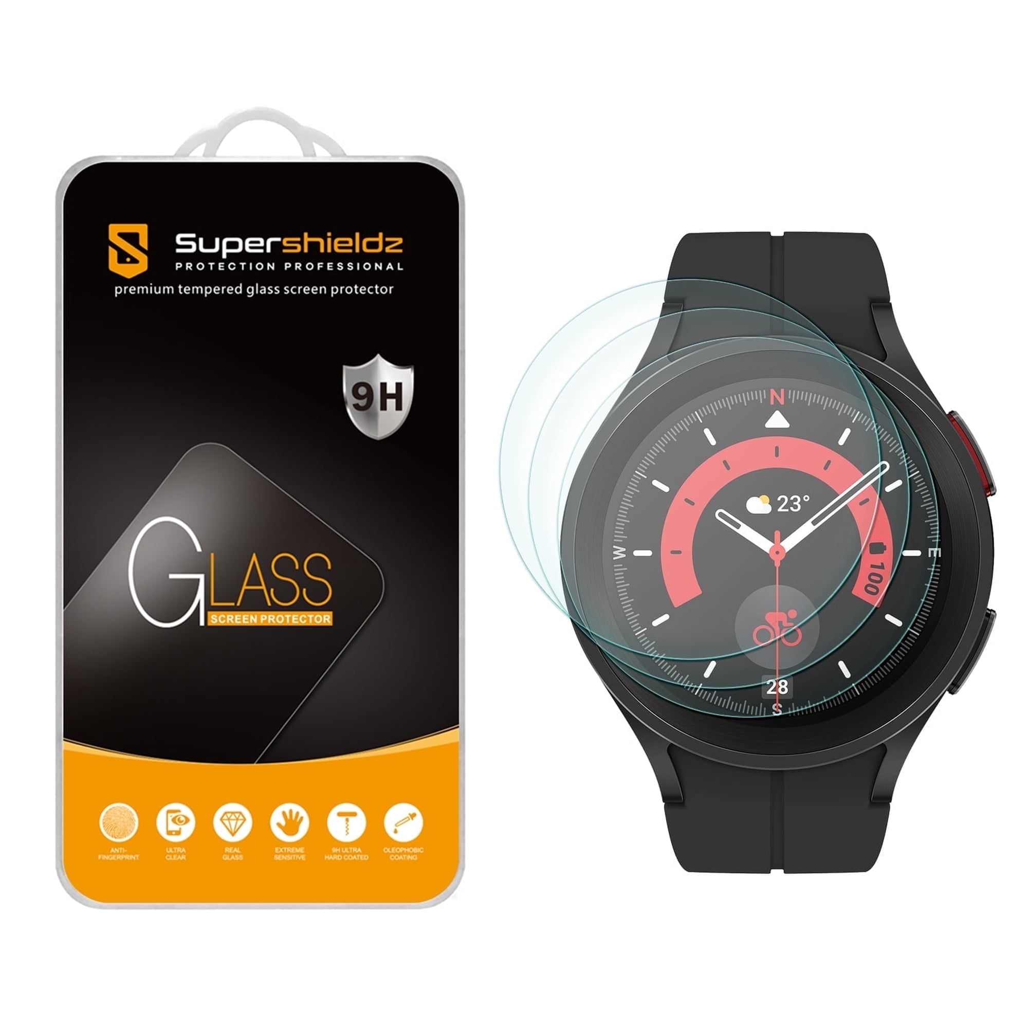 Supershieldz Designed for Samsung Galaxy Watch 5 Pro (45mm) Tempered Glass Screen Protector, Anti Scratch, Bubble Free (3 Pack)