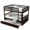 thumbnail image 6 of Leumius Full Over Full Size Bed Frame with Trundle, Ladder and Guardrails, Convertible to 2 Full Size Beds, Rubber Wood Bed with Twin Size Trundle for Boys Girls Espresso, 6 of 9