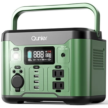 300W Portable Power Station 296Wh 80000mAh with 60W PD Input/Output Fast Charging, AC DC Outlets Outdoor Solar Generator for Camping, RV, Home Backup, Emergency Power, Green  No Solar Panel