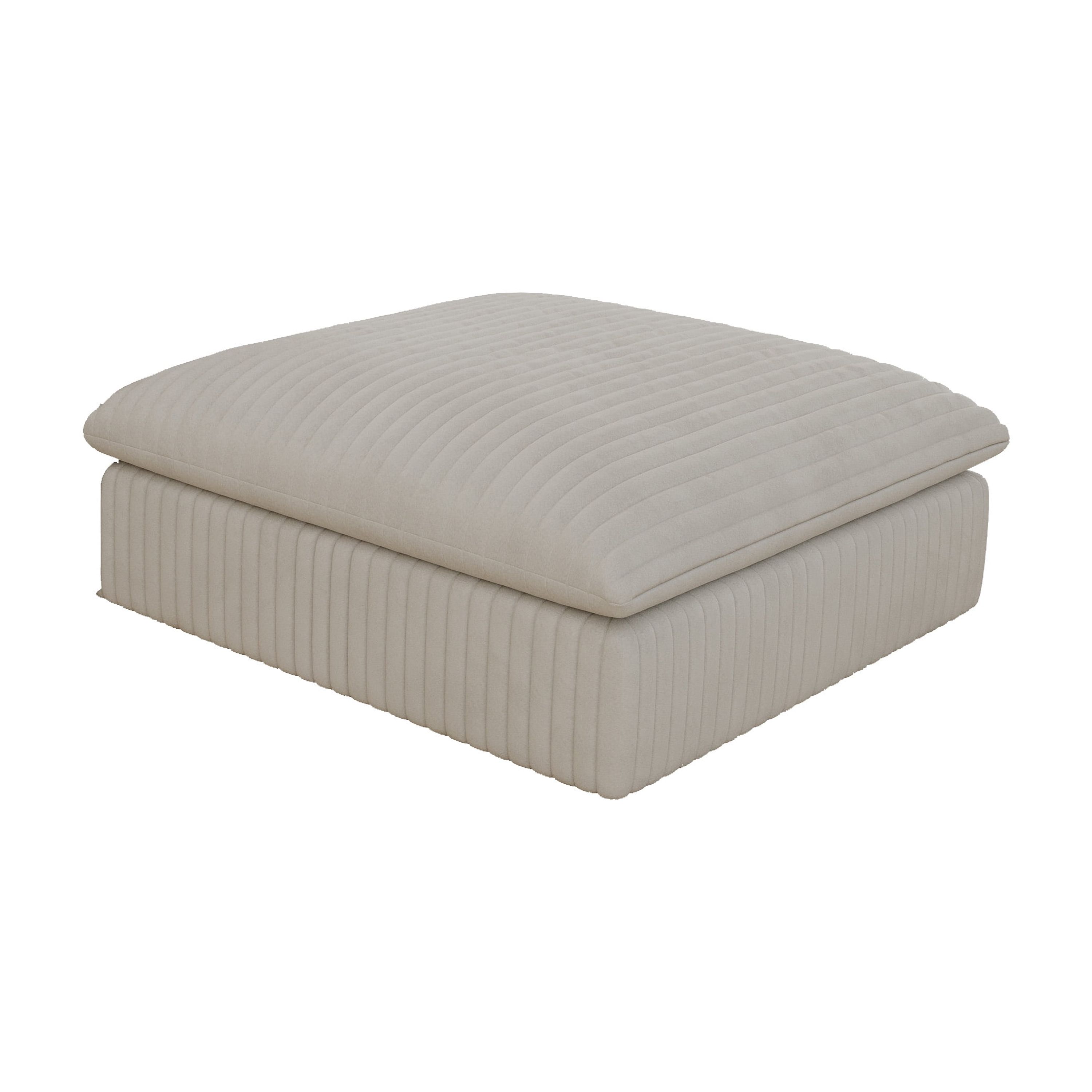 MAYEERTY Cloud Sofa White Corduroy Deep Seat Double-Layer Removable Cushion No Assembly Multi-Rooms
