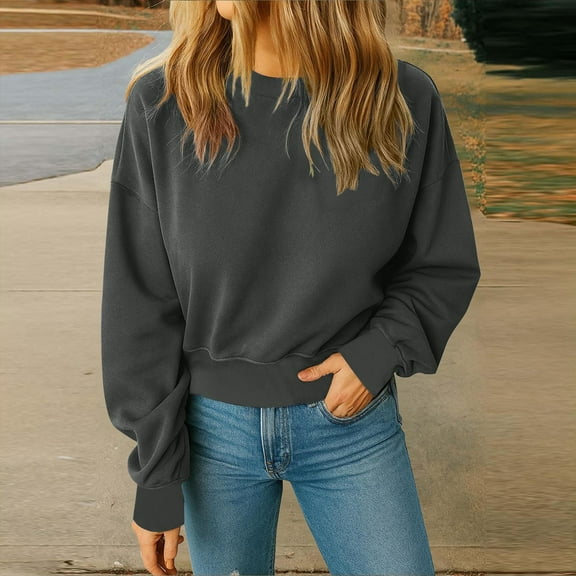 Ailaofu Soft Crewneck Cropped Sweatshirt for Women Long Sleeve Relaxed Lightweight Basic Crop Tops 2025