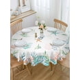 thumbnail image 5 of Summer Starfish Coral Round Tablecloth 54 inches Watercolor Seaweed Ocean Waterproof Oil-Proof Table Cloth Round Table Cover for Holiday Party Picnic Dinner Decor Indoor and Outdoor Use, 5 of 9
