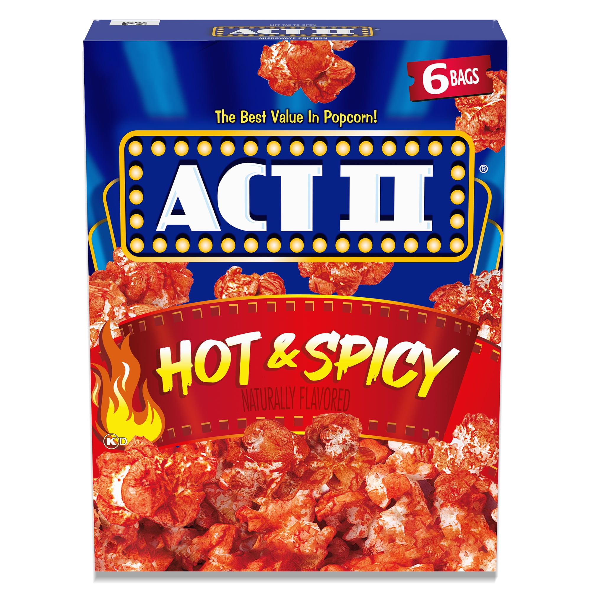 ACT II Hot and Spicy Flavor Microwave Popcorn, 12.7 oz., 6-Count