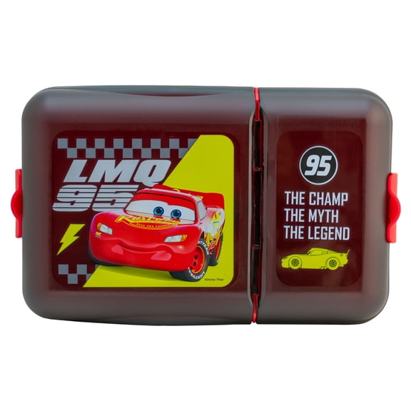 Contenedor de Alimentos Rectangular de Plástico, Lunch Box Escolar con 2 Divisiones, Personajes Animados, Cars Disney Pixar