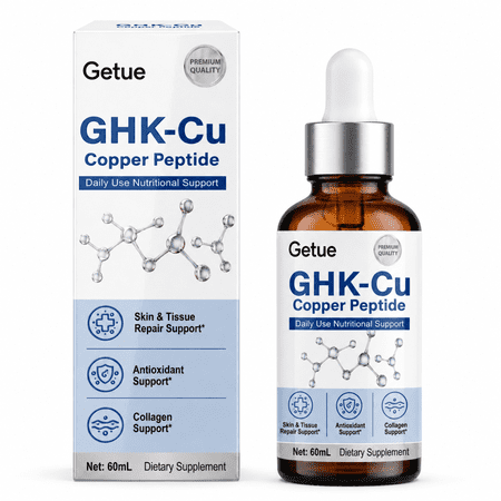 Getue GHK-Cu Copper Peptide Liquid Drops 60ml, High Absorption Dietary Supplement for Internal Skin, Cellular and Hair Health Support