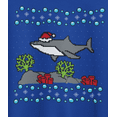 thumbnail image 4 of Old Glory Mens Ugly Christmas Sweater Shark Santa Hat Long Sleeve Sweatshirt, 4 of 5