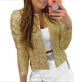 thumbnail image 1 of Women's Sequin Jacket Open Front Sequins Cardigan Outwear Collarless Glitter Short Jacket for, 1 of 1