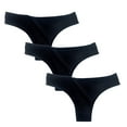 thumbnail image 2 of Fesfesfes Cotton Thongs For Women 3PC Women Everyday Solid Color Ventilate Elastic Low Waist Underwear Panties, 2 of 4
