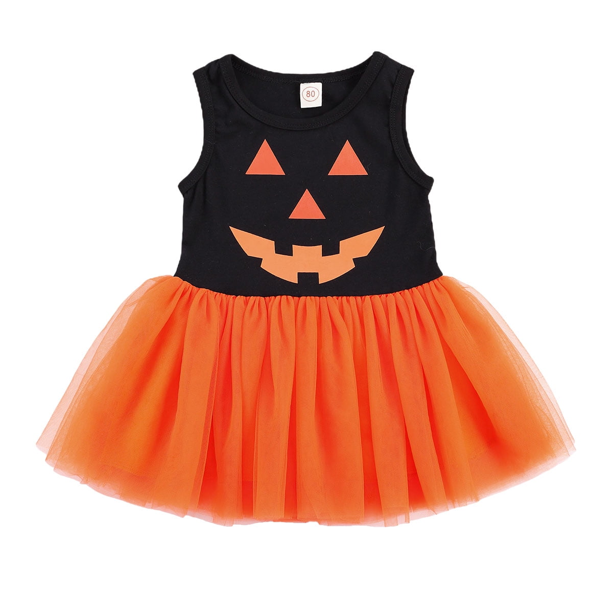 Baby Girls Halloween Dress, Infant Orange and Black Sleeveless Round Collar  Yarn Skirt - Walmart.com