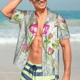 thumbnail image 5 of Lsque Vintage Wood Background with Floral pattern Hawaiian Shirt for Men, Unisex Summer Beach Casual Short Sleeve Button Down Shirts-Medium, 5 of 9
