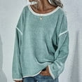 thumbnail image 2 of under $5 JINMGG V Neck Sweaters for Women Fall Winter ,Women's Fashion Solid Loose Round Neck Long Sleeve Pullover, 2 of 8