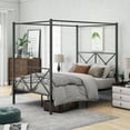 thumbnail image 4 of Full Canopy Bed Frame, LegaHome Detachable Full Size Metal Platform Bed, Modern Bedroom Furniture Canopy Platform Bed with Headboard and Footboard, 400-600lbs Capacity, No Box Spring Needed, Black, 4 of 7
