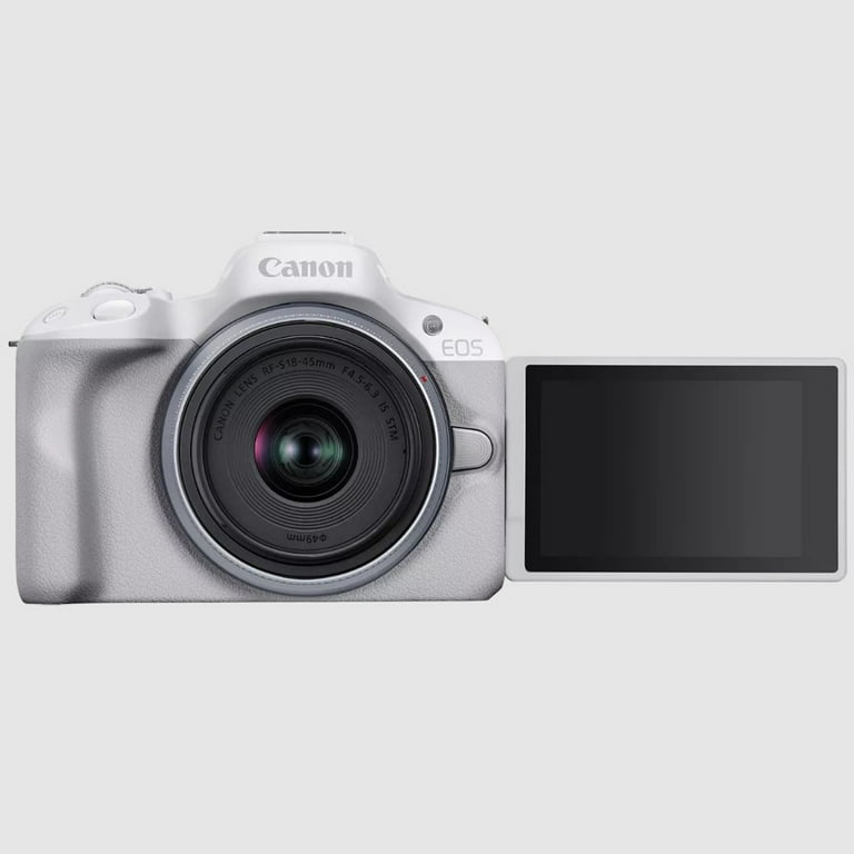 Canon EOS R50 Mirrorless Camera (White) w/RF-S18-45mm Lens, 24.2