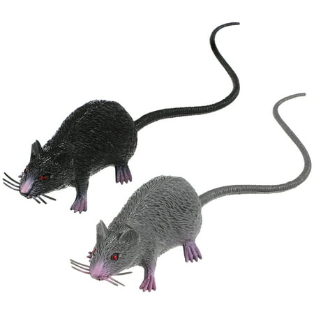 

NUOLUX 2pcs Realistic Mice Toy Spooky Rat Toy Halloween Prank Toy Creepy Halloween Decor Medium Size (Black Gray)