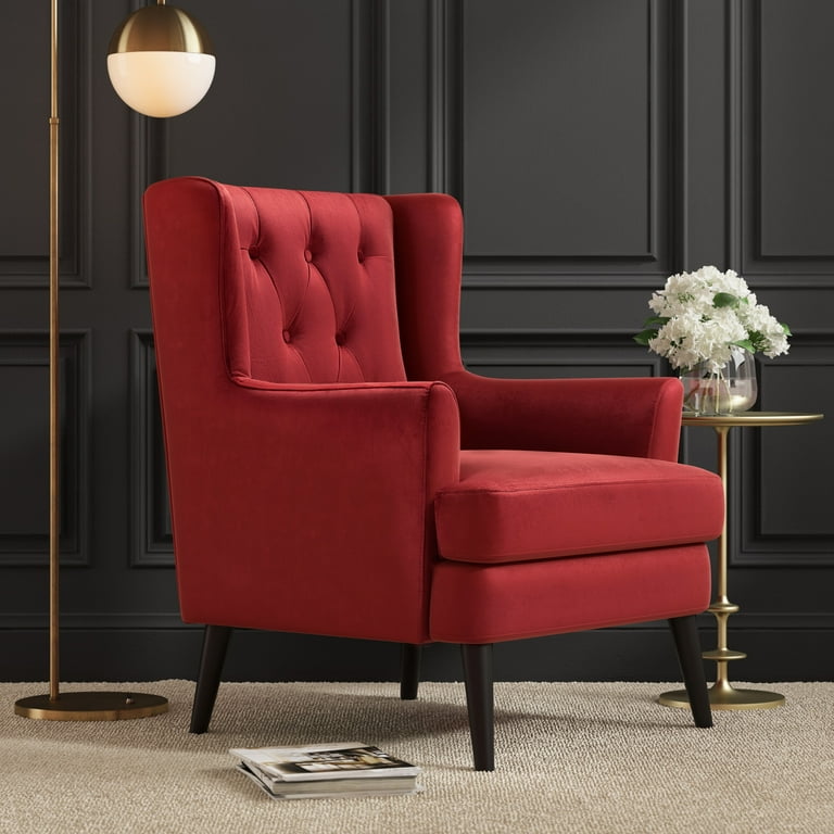 Elle Decor Celeste Tufted Velvet Accent Chair Burgundy
