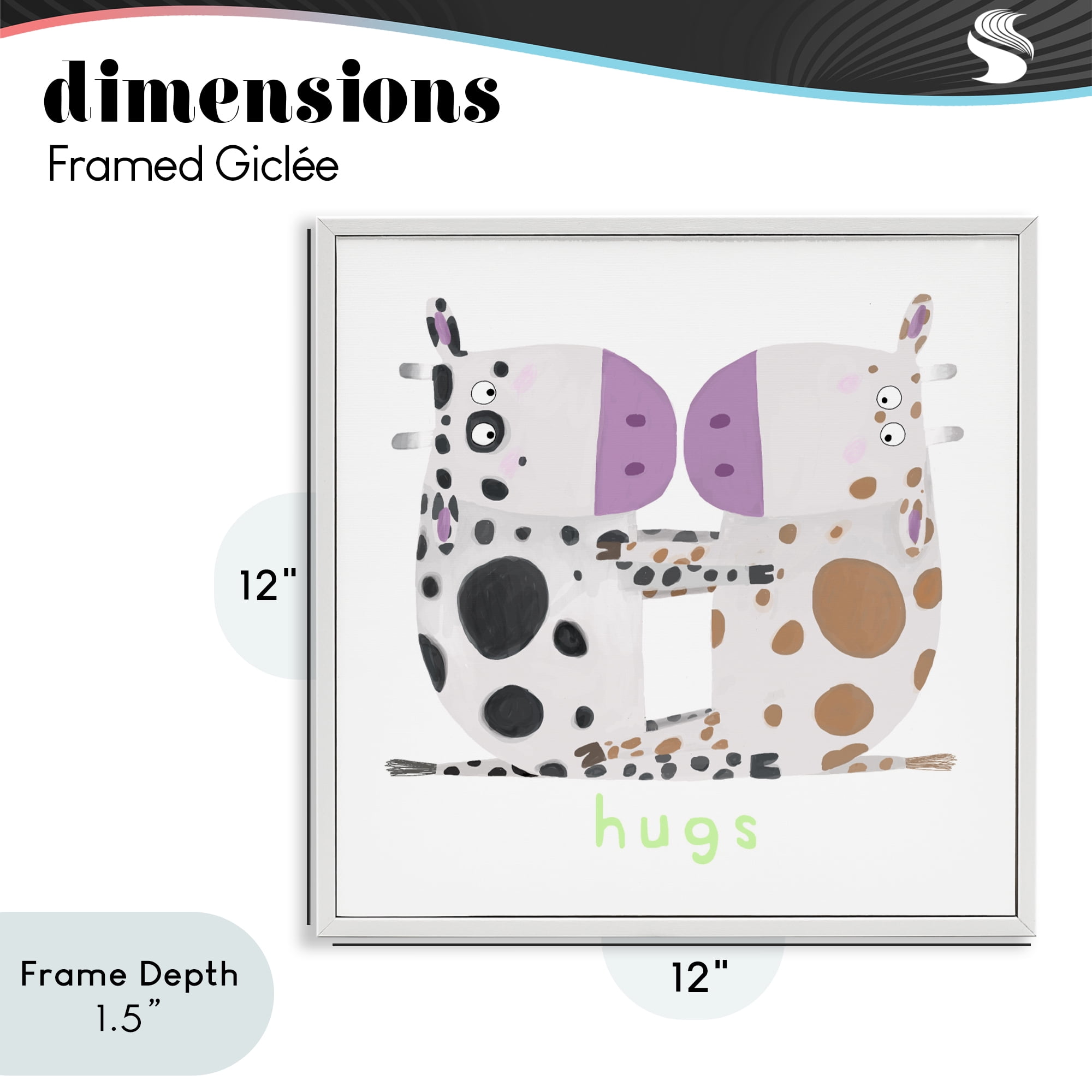 Stupell Industries Cow Hugs Symmetry White Framed Giclee Art, design by Carla Daly