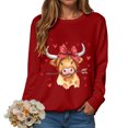thumbnail image 6 of vigerkar Cow Valentine's Sweatshirt, Pink Heart Cow Sweater, Cute Crewneck Pullover for Women (Red, L), 6 of 9