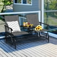 thumbnail image 2 of Patiojoy Gray Patio Loveseat Rocking 2 Person Outdoor Double Glider Chair With Center Table, 2 of 7