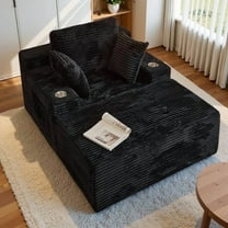 Liaroo 67" Chaise Lounge Chair Indoor, Oversized Boneless Sofa Bed, Deep Seat Sleeper Couch Reading Chairs, Cloud Sofas Couches with Cup Holder & Side Pocket for Living Room, No Assembly Required