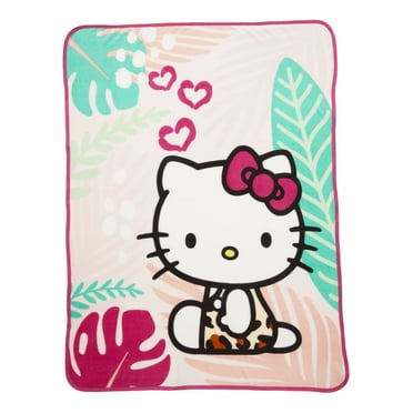 Hello Kitty Kids Pink White Print Fleece Throw Blanket, 46 x 60