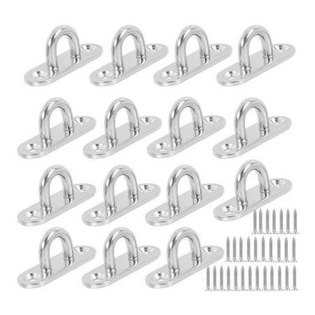 

15 Pcs Stainless Steel M5 Ceiling Hook Ring Hooks Pad Eye Plate U Hooks Wall Mount Hook Hanger with 30 Pcs Screws