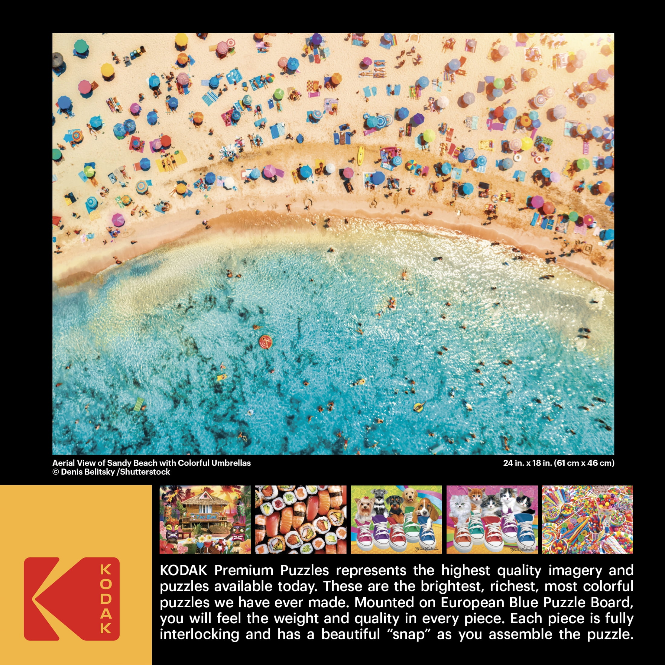 Cra-Z-Art Kodak 350-Piece Sandy Beach with Colorful Umbrellas Adult Jigsaw Puzzle