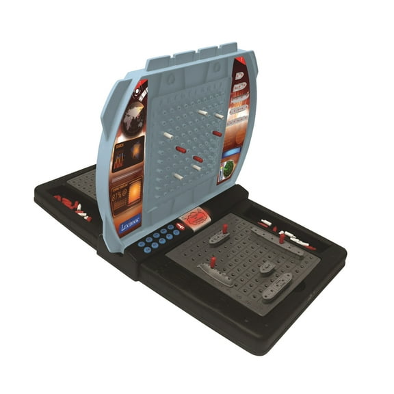 Lexibook Talking Sea Battle (French, English, Spanish, Portuguese), electronic board game 1 or 2 players, interactive, light and sound effects, strategy, batteriy operated, grey / black, GT2800US
