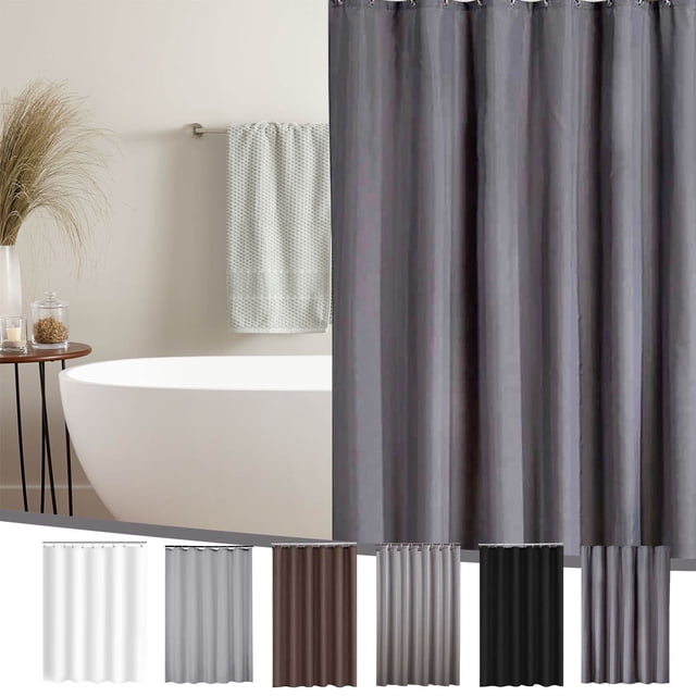 Waterproof Shower Curtain Polyester 180x180cm Thickened Quick-Drying Easy Clean Bath Partition Rust-Resistant Grommets Odor-Free Solid Color 1 Curtain + 1 Hook