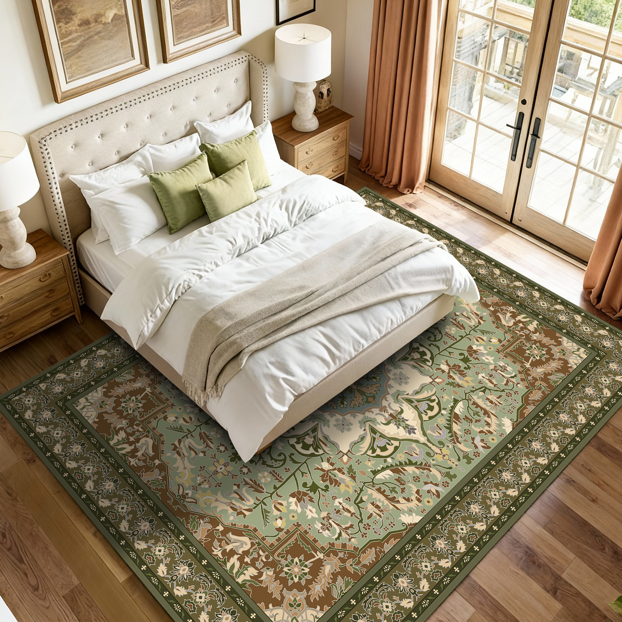 Pentantan 6'x9' Area Rugs for Living Room, Boho Vintage Soft Washable Rug with Non Slip Backing for Bedroom, Green